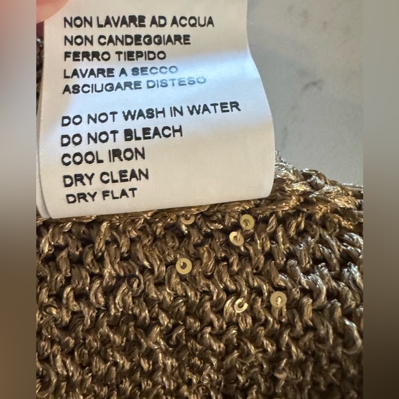 Roberto Collina Gold w/Sequence/ Flutter Sleeves/ Round neckline/ Italian Tunic - Picture 10 of 10